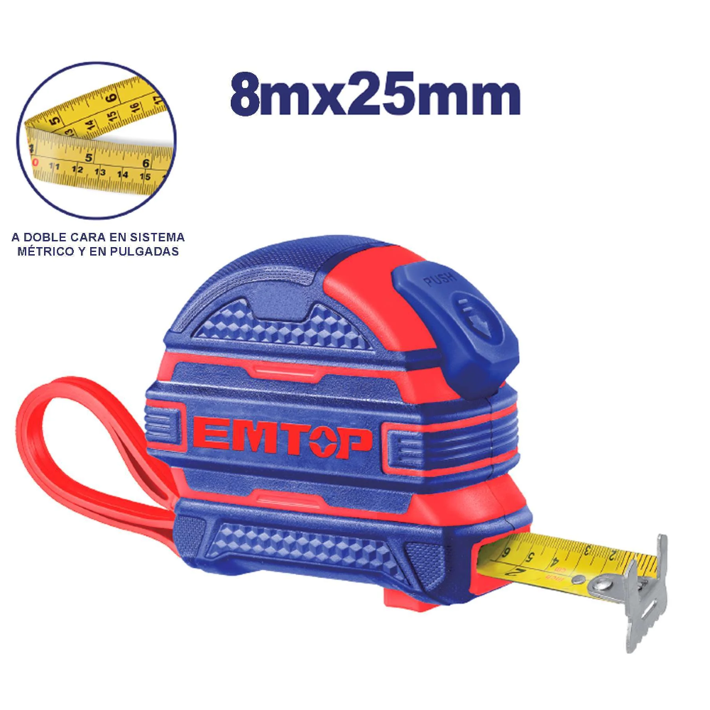 متر نواری اتوماتیک روکش‌دار ۸ متری امتاپ مدل EMTP2825